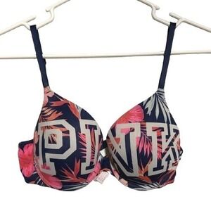 Victoria's Secret PINK Wear Everywhere Push Up Bra Tropical Floral Size 34C
